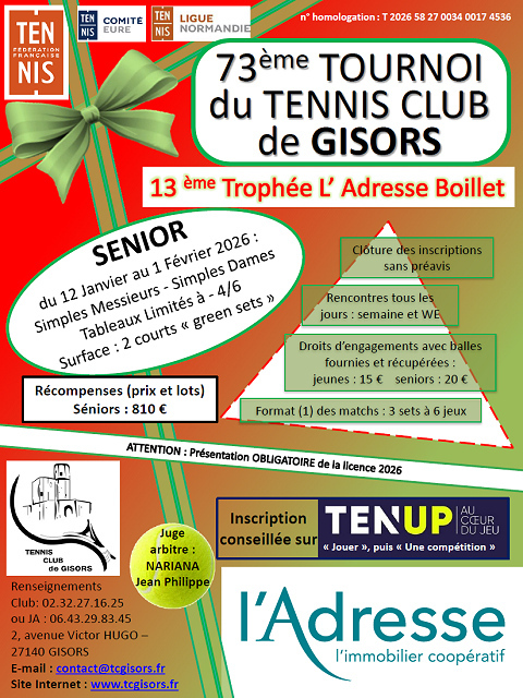 73ème Tournoi Open du TCG (Senior / S+ 45 ans / S+ 55 ans)
