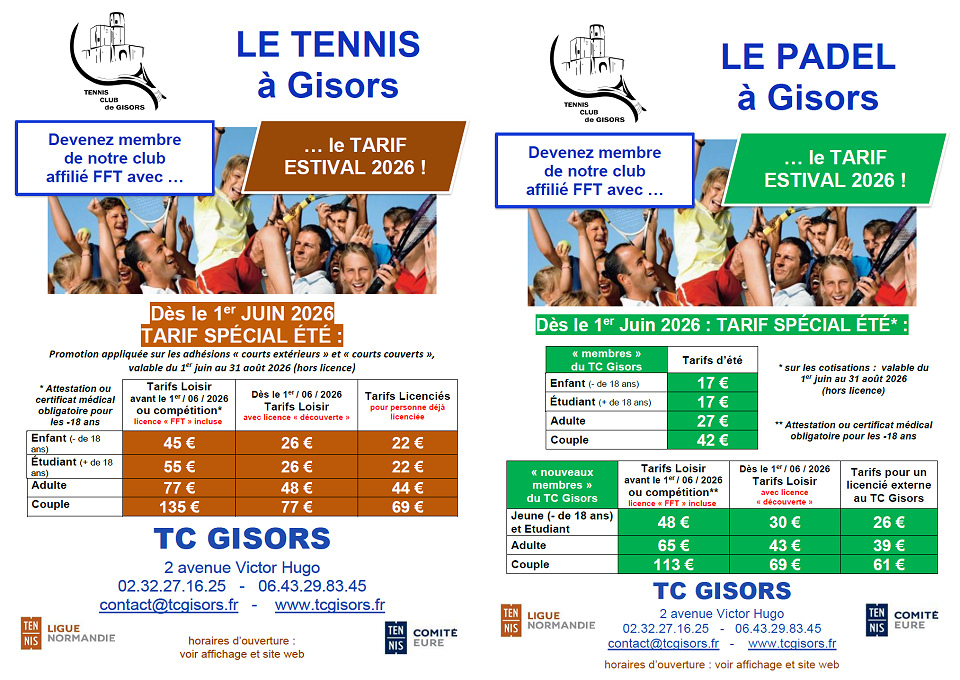 Tarif estival 2026