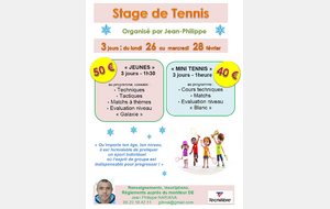 Stages d'Hiver avec Jean-Philippe (Mini-Tennis, Jeunes et Adultes)