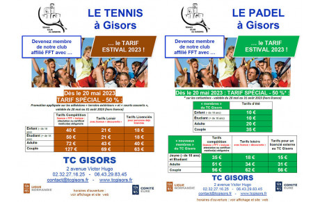 Tarif Estival 2023