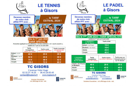 Tarif estival 2024